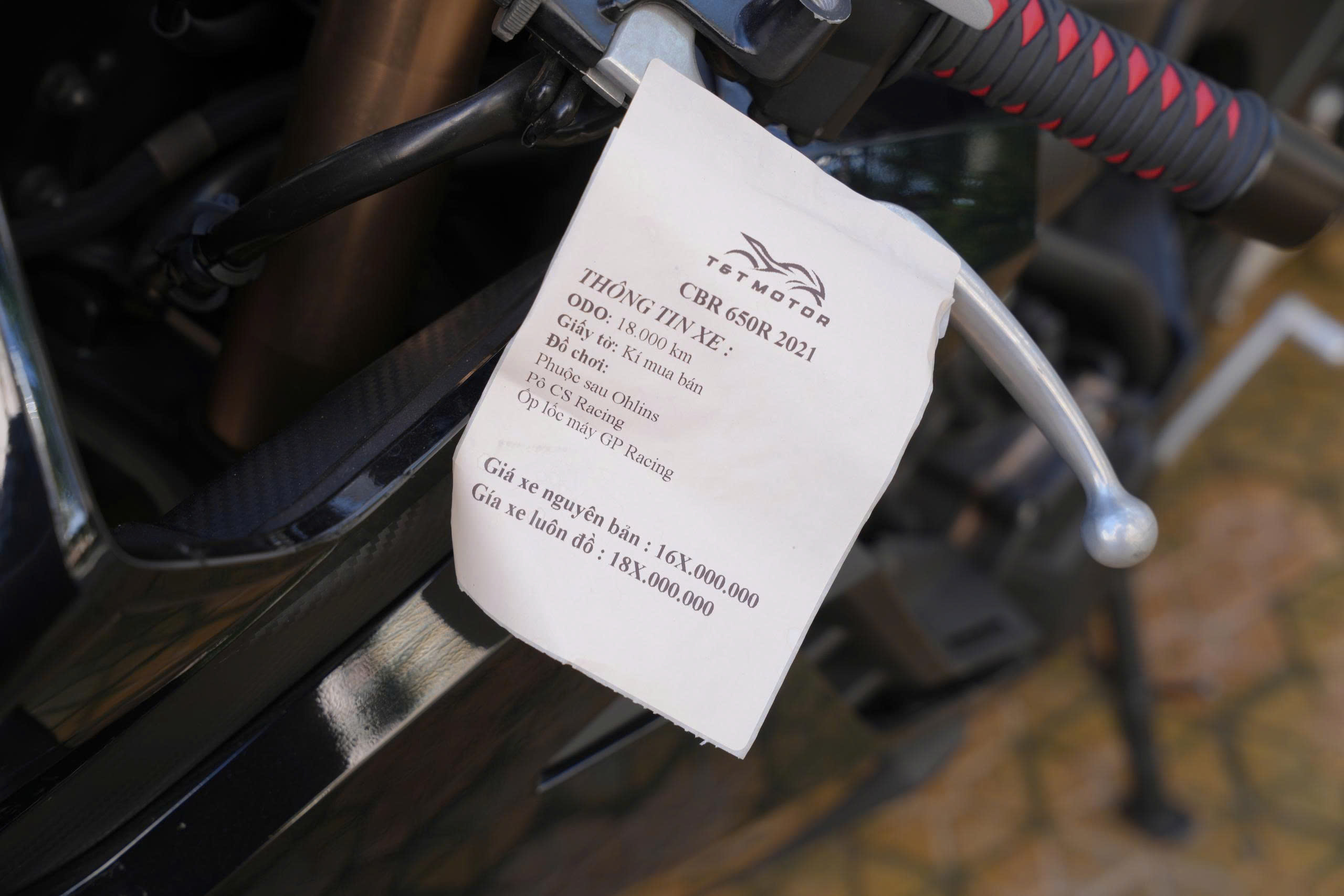 Phiếu thông tin Honda CBR650R 2021 tại T&T Motor